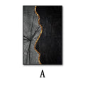 Tableau Triptyque Noir & Or — Art Mural Contemporain