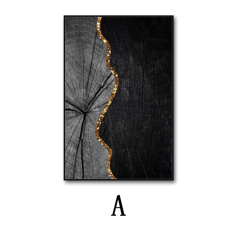 Tableau Triptyque Noir & Or — Art Mural Contemporain