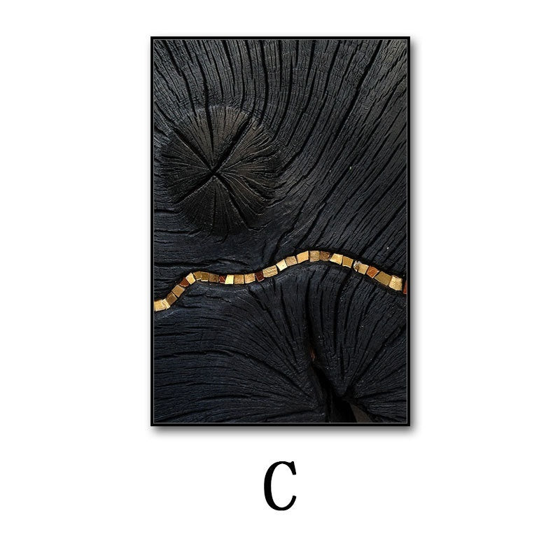Tableau Triptyque Noir & Or — Art Mural Contemporain