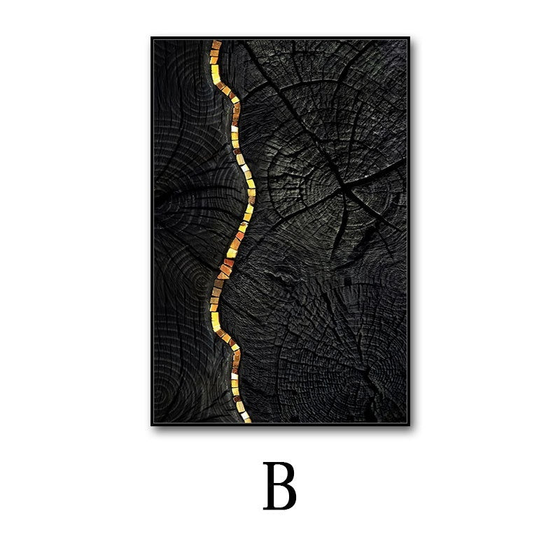 Tableau Triptyque Noir & Or — Art Mural Contemporain