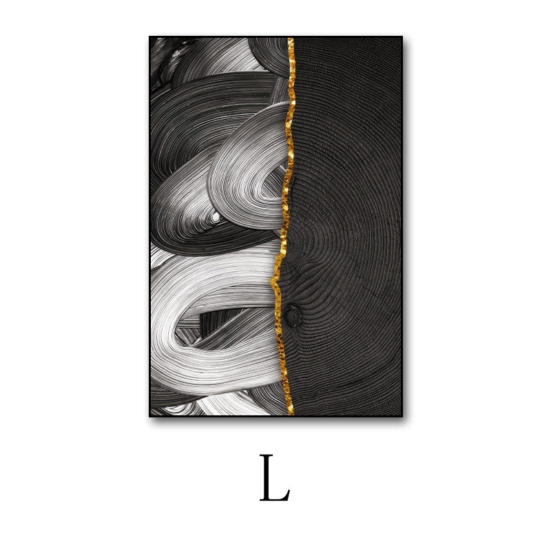 Tableau Triptyque Noir & Or — Art Mural Contemporain